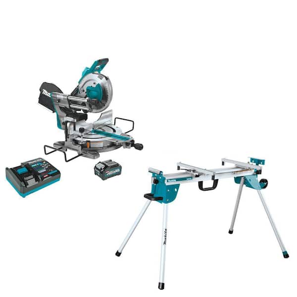 40V max XGT Brushless 10 in. Dual-Bevel Sliding Compound Miter Saw Kit(4.0Ah) with bonus Compact Folding Miter Saw Stand