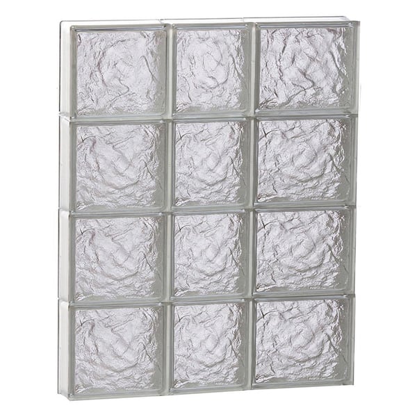 Clearly Secure 21.25 in. x 31 in. x 3.125 in. Frameless Ice Pattern Non-Vented Glass Block Window