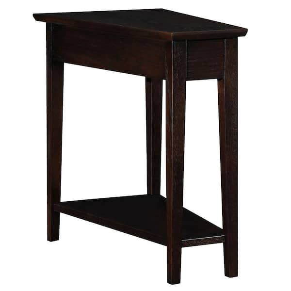 Leick Home 24 in. W Recliner Wedge Triangle Table with Shelf, Chocolate Oak, Wooden Top