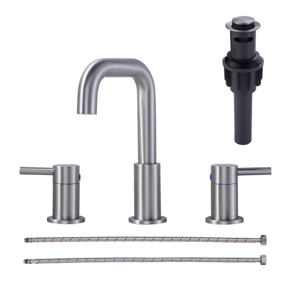 8 in. Widespread Double Handle Bathroom Faucet with Pop-up Drain in Brushed Nickel price history on PriceWatchPro
