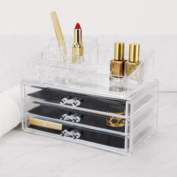 Kiera Grace 2-Piece Makeup and Jewelry Organizer, 14 Compartments/3 Drawers