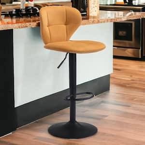 24 in. Yellow Low Back Metal Bar Chair with Upholstery Seat