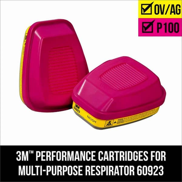 3M OV AG P100 Replacement Respirator Cartridges for Professional Multi-Purpose Reusable Respirator (1-Pair)
