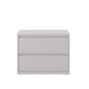 36 in. W 2-Drawer Light Gray Metal Lateral File Cabinet for Home and Office, Holds Letter, Legal and A4 Hanging Folders