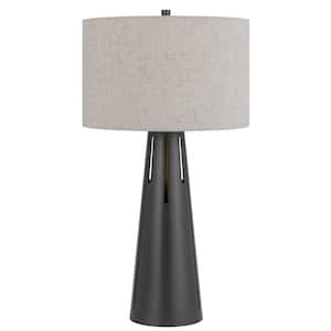 29.75 in. Height Iron Grey Metal, Glass Table Lamp With Fabric Shade