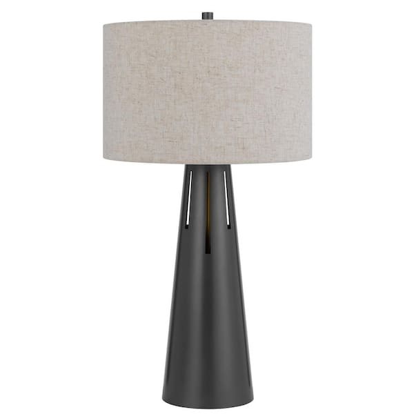CAL Lighting 29.75 in. Height Iron Grey Metal, Glass Table Lamp With Fabric Shade