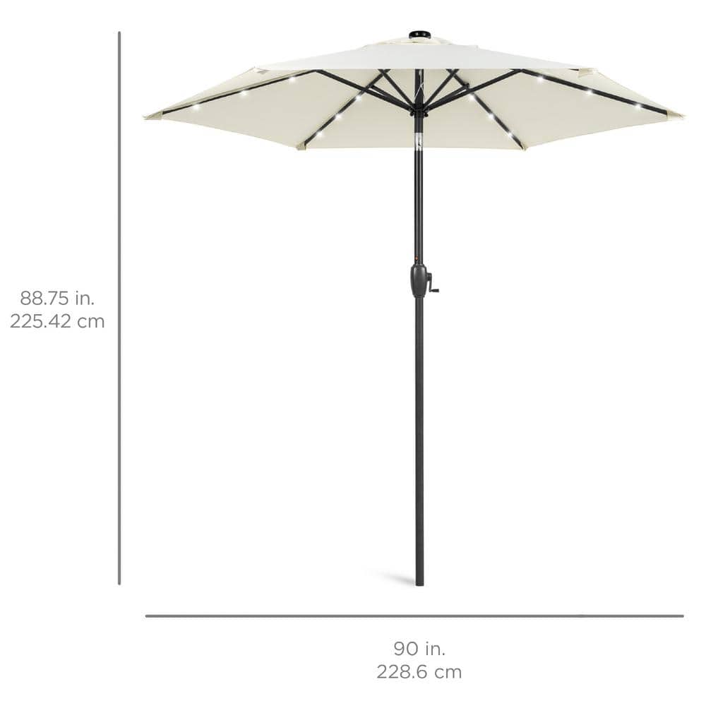 Ivory Solar LED Outdoor Patio Umbrella with Tilt and Crank
