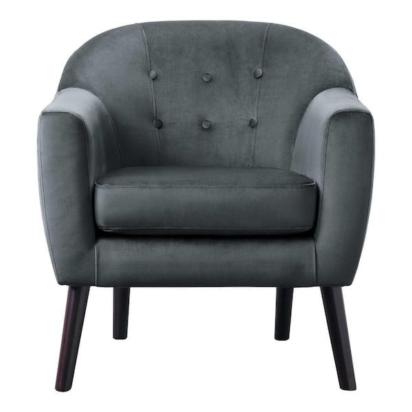 EVERGLADE HOME Waterlyn Gray Velvet Upholstery Tufted Back Accent Chair
