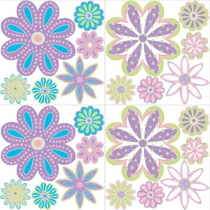 Multicolor Patchwork Daisy Blox Decals (Set of 2)
