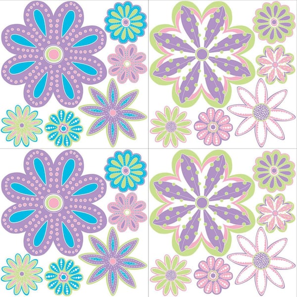 WallPOPs Multicolor Patchwork Daisy Blox Decals (Set of 2)