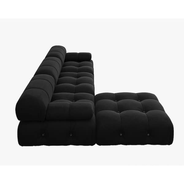 J&E Home 103.95 in. W Square Arm Velvet L Shaped Modular