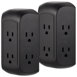 6-Outlet Wall Tap Surge Protector, 560J, Black, (2-Pack)