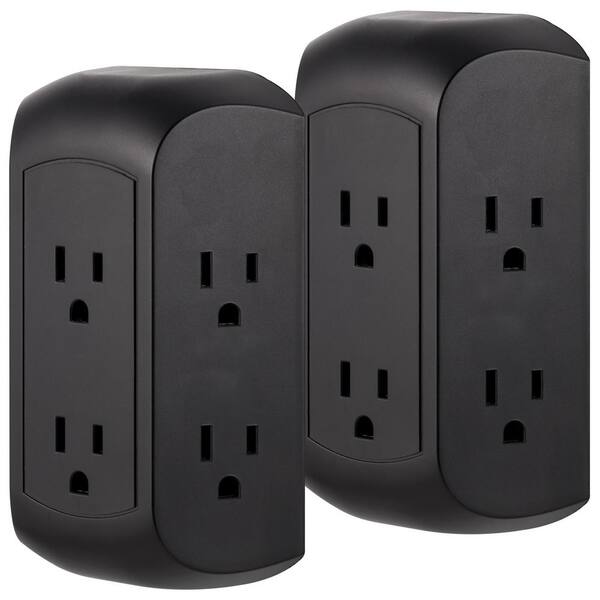 GE 6Outlet Wall Tap Surge Protector, 560J, Black, (2Pack) 47845 The