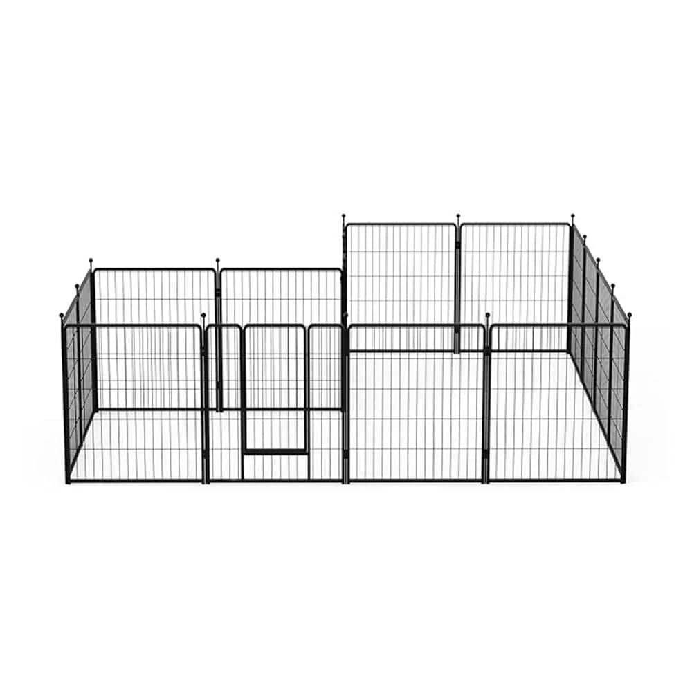 Dog Playpen, 32 in. H 16-Panels Fence Indoor Outdoor Heavy-Duty Metal Folda