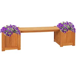 68 in. Meranti Wood Outdoor Planter Box Bench with Teak Oil Finish