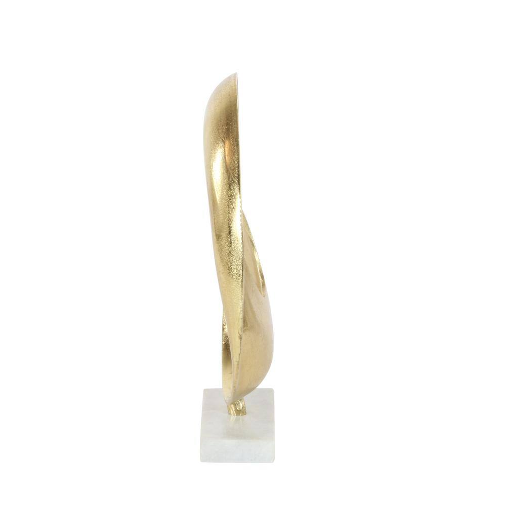 Gold Aluminum Geometric Sculpture with Marble Base, 15" x 17"