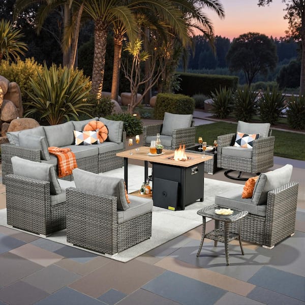 Toject Sanibel Gray 11-Piece Wicker Outdoor Patio Conversation