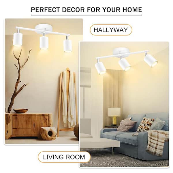 12 in. 3-Light White Hardwired Track Lighting Kit with Gimbal Head