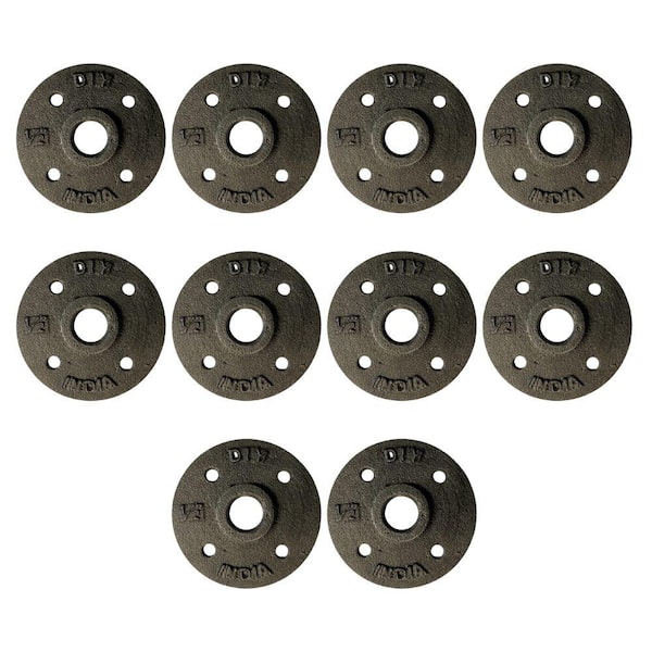 Unbranded 1/2 in. Black Malleable Iron FPT Floor Flange (10-Pack)