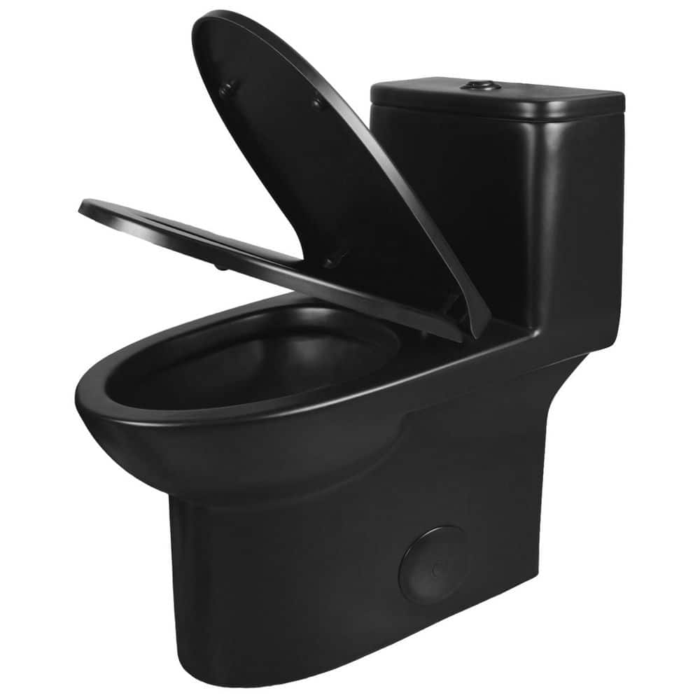 1-Piece 1.1/1.6 GPF 360° Dual Flush Comfortable Height Elongated Toilet in Black 12 in. Rough-In, Seat Included price history on PriceWatchPro