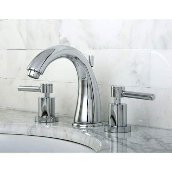 Modern Square 8 in. Widespread 2-Handle High-Arc Bathroom Faucet in Chrome