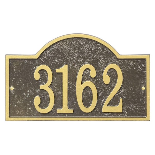 Whitehall Products Fast and Easy Arch House Number Plaque, Bronze/Gold