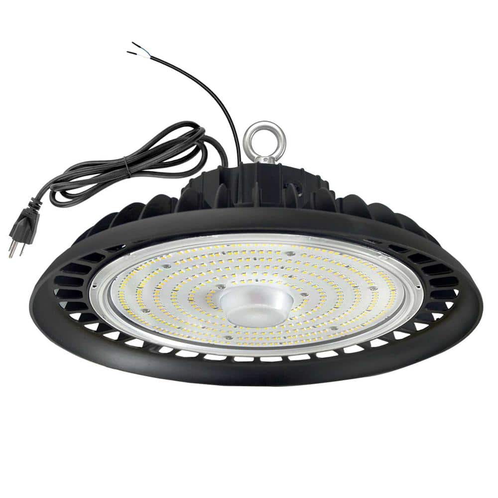 12 in. 600-Watt Equivalent Integrated LED Dimmable Black UFO High Bay Light