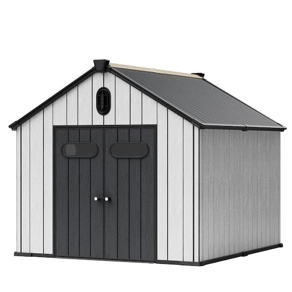 8 ft. W x 10 ft. D Resin Storage Shed with Double Door (80 ft sq. ft.)