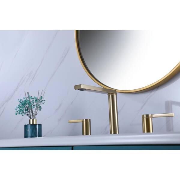 Unbranded Simple 8 in. Combo Kit 3 Holes Double Handle Brass Bathroom Sink Faucet Rust and Corrosion Resistant in Brushed Gold