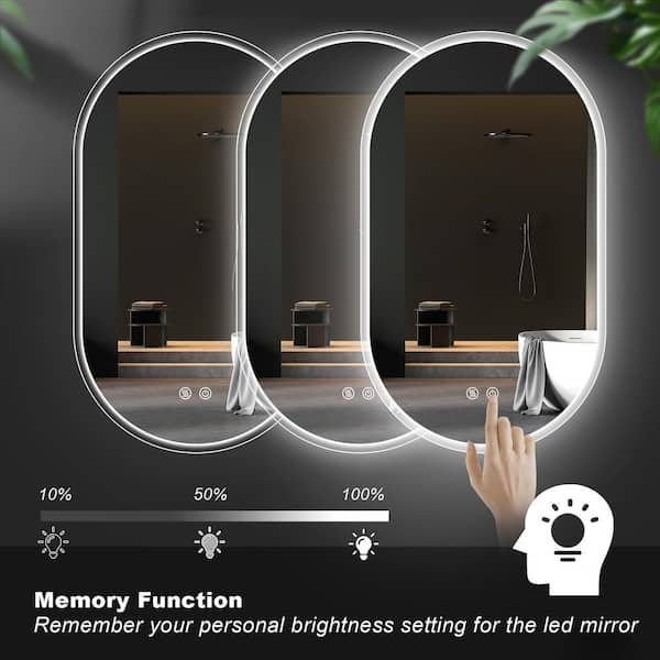 Getpro 24 in. W x 40 in. H Oval Frameless LED Wall Bathroom Vanity