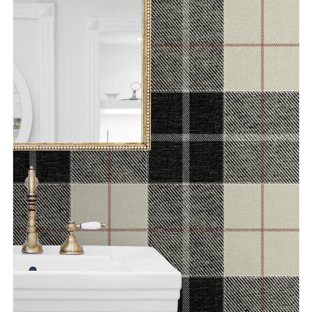 Blacksmith & Red Plaid Vinyl Peel and Stick Wallpaper Roll