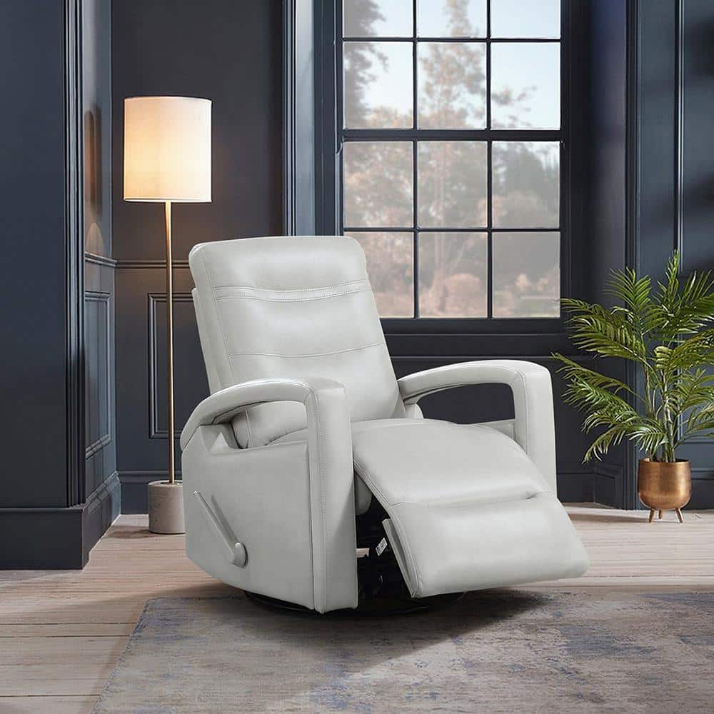 Gray Faux Leather Swivel Recliner with Tufted Back