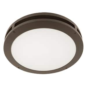 2000 Lumen Bronze Integrated LED Security Flush Mount Ceiling Outdoor Canopy Floodlight, 4000K