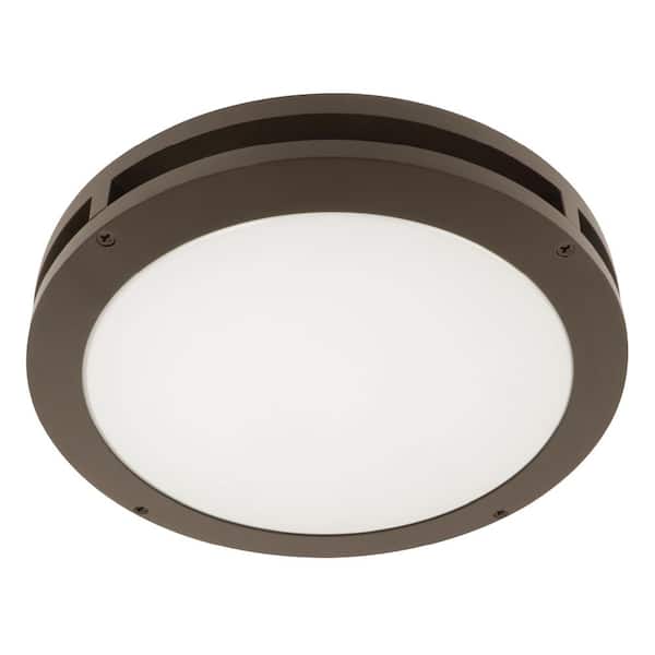 Feit Electric 2000 Lumen Bronze Integrated LED Security Flush Mount Ceiling Outdoor Canopy Floodlight, 4000K