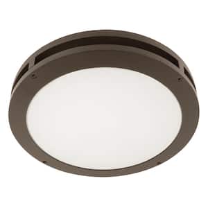 13 in. 18.5-Watt Integrated LED Bronze Outdoor Security Flush Mount Ceiling Canopy Light