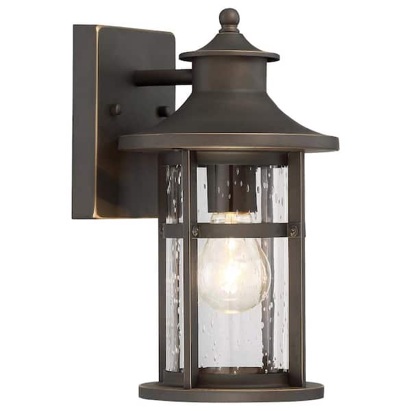 the great outdoors by Minka Lavery Highland Ridge Collection 1-Light Oil Rubbed Bronze with Gold Highlights Outdoor Wall Lantern Sconce