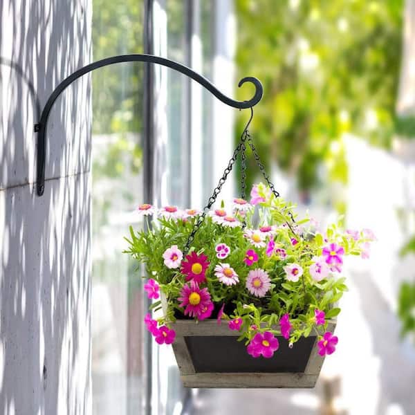 Misopily Hanging Plant Hanger Outdoor Steel 12 in. Rust-Resistant Plant Bracket Hook for Flower Baskets with Wall Hooks 2 Pack