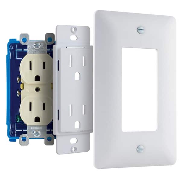 1-Gang Duplex Cover-up Plastic Wall Plate Adapter, White (Textured/Paintable Finish)