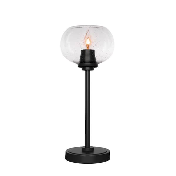 Unbranded Quincy 16.5 in. Matte Black Accent Lamp with Clear Bubble Glass Shade