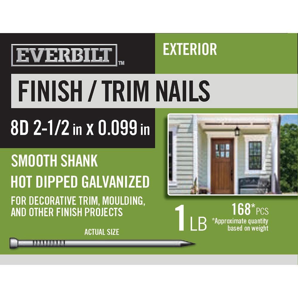 Everbilt 8D 2-1/2 in. Finish/Trim Nails Hot Dipped Galvanized 1 lb ...