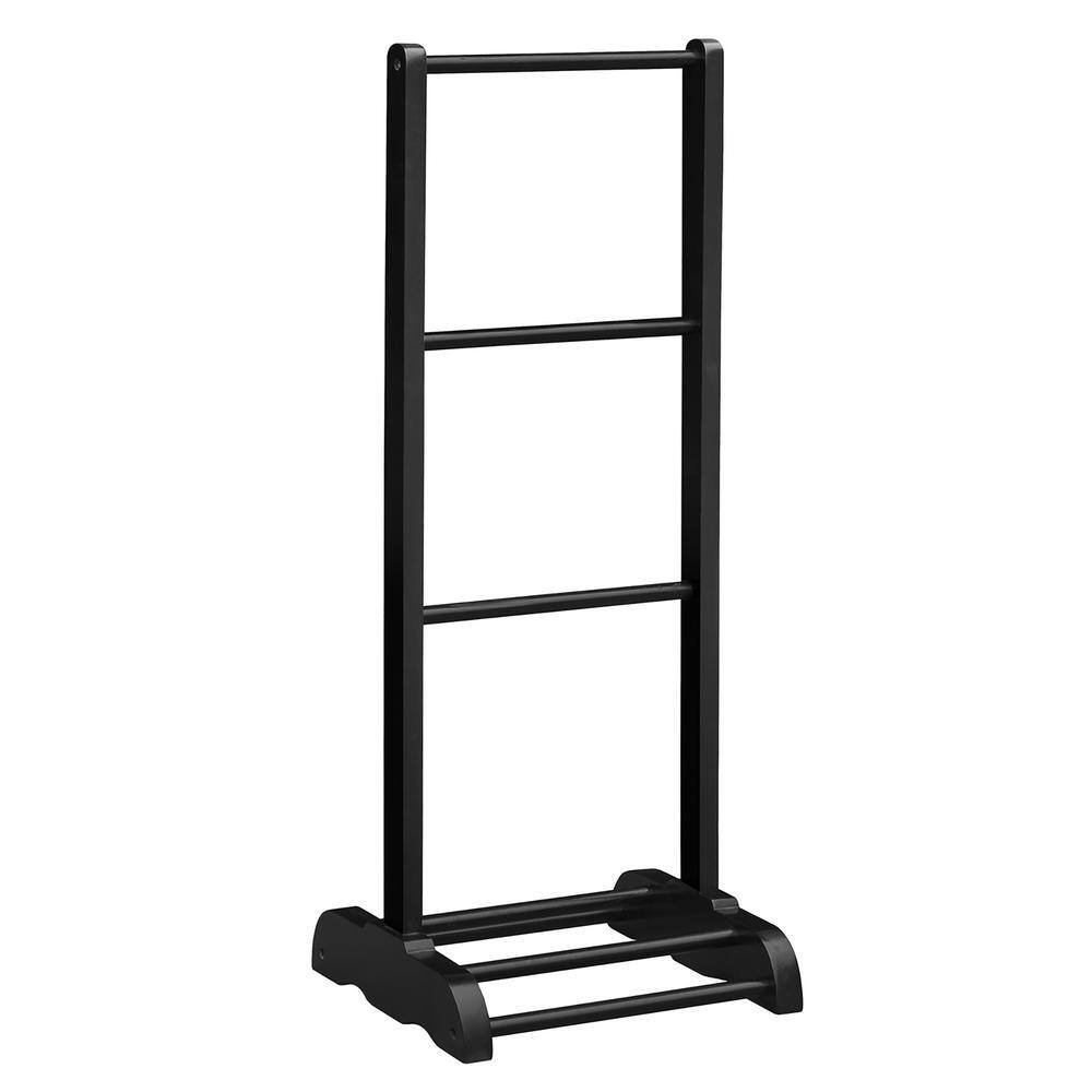 Costway TripleBar Acacia Wood Freestanding Towel Rack in Black