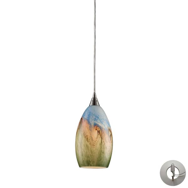 Titan Lighting Grigley 1-Light Satin Nickel Mini Pendant Light with Glass Shade