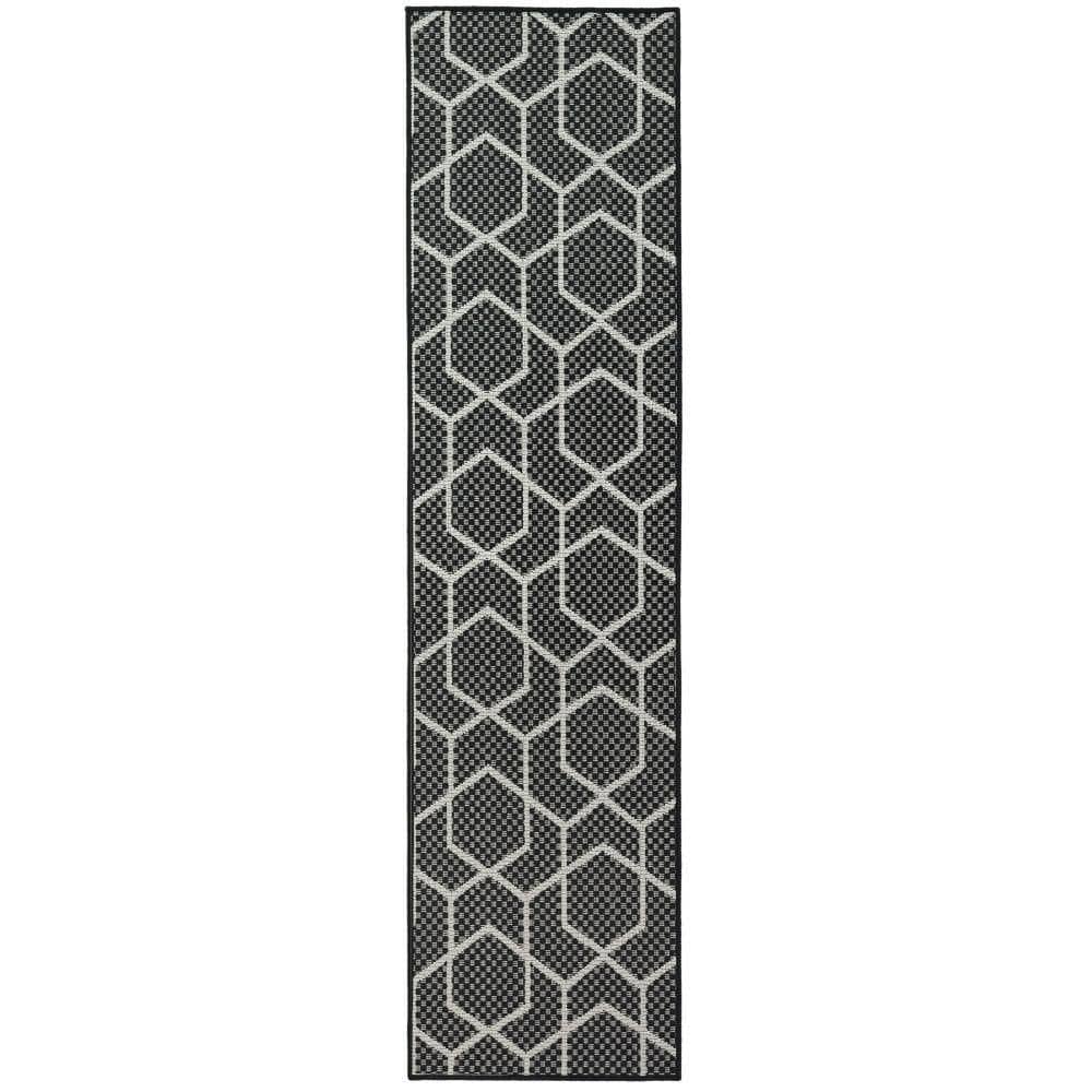 Horizon Black 2 ft. x 8 ft. Indoor/Outdoor All-Over design Contemporary Runner Area Rug price history on PriceWatchPro