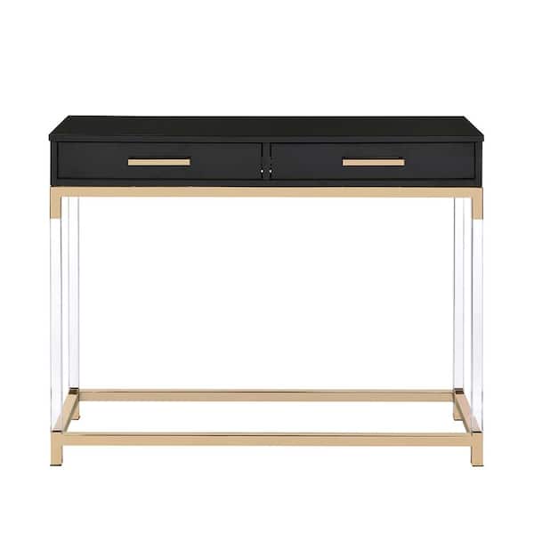 Acme Furniture Adiel 38 in. Rectangle Black and Gold Wood Top Console Table