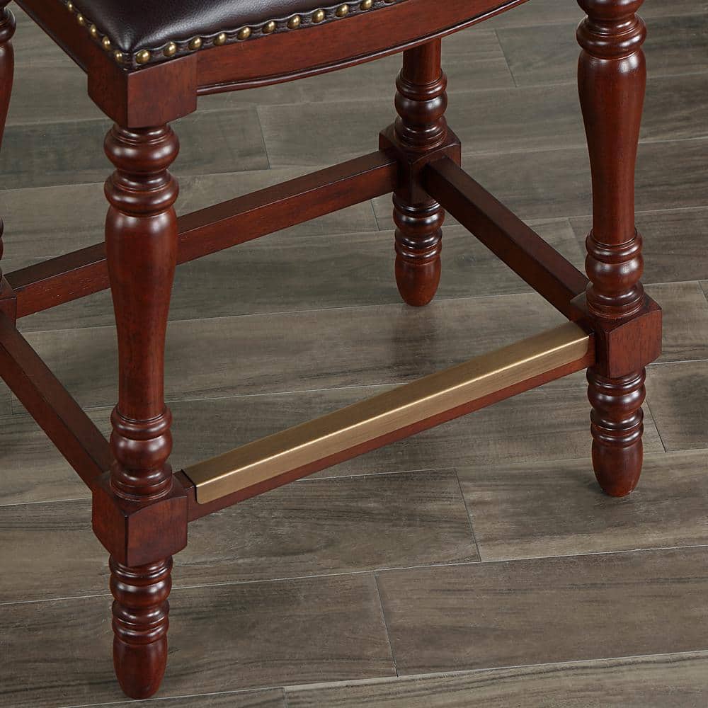 Chester Traditional Brown Leather Saddle Counter Stool