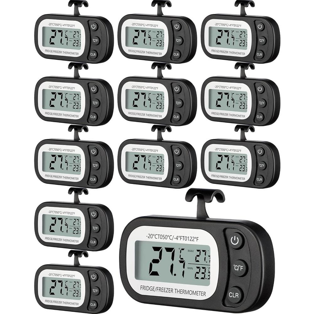 Digital Refrigerator Thermometer Waterproof with Hook & Magnetic Back for K