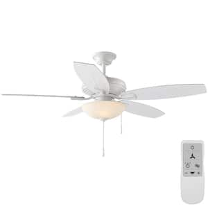 North Pond 52 in. Matte White Wi-Fi Enabled Smart Ceiling Fan with Remote Control Works with Google Assistant and Alexa