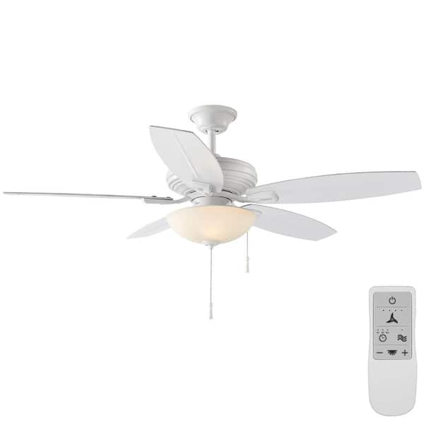 Hampton Bay North Pond 52 in. Matte White Wi-Fi Enabled Smart Ceiling Fan with Remote Control Works with Google Assistant and Alexa