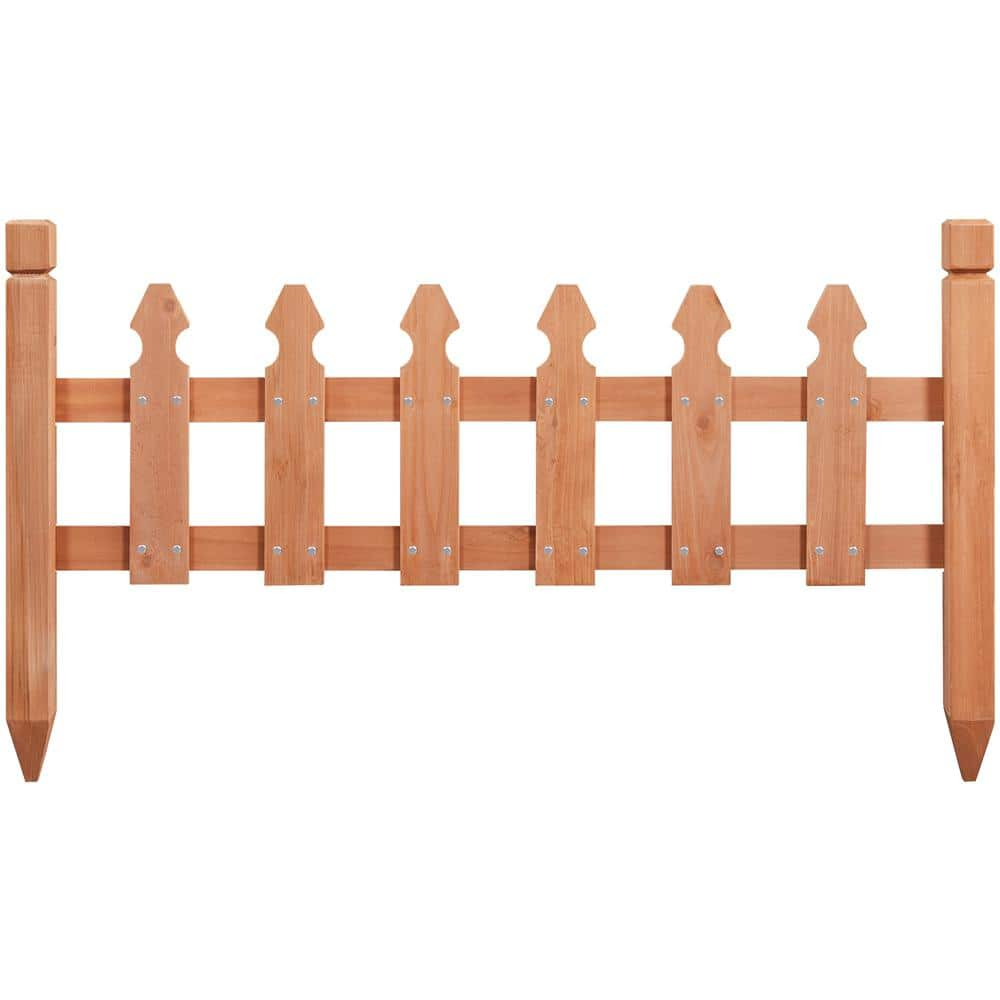 Yaheetech 11.5 in. H x 35.5 in. W Rustic Wood Garden Fence Pricket ...