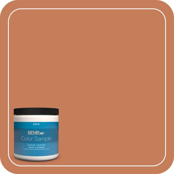 BEHR PREMIUM PLUS 8 oz. #M210-6 Orange Liqueur Satin Enamel Interior/Exterior Paint & Primer Color Sample